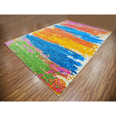 Tapis en laine noué à la main 10 pi 0 po x 14 pi 1 po ivoire