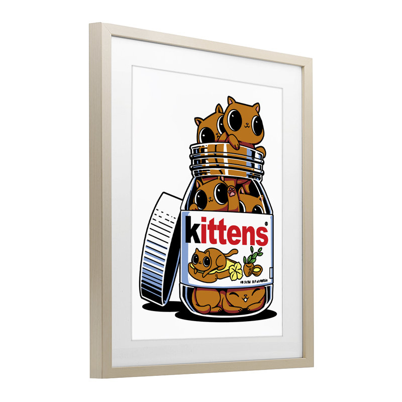 «Hazelnut Spread Cats», reproduction encadrée sous verre, conception de Tobe Fonseca, Récolte de pin sous cadre en verre