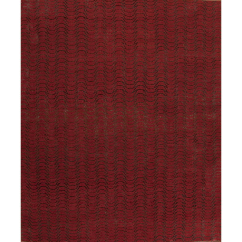 Modern Tibet Handmade Silk and Wool Geometric Area Rug, Rectangle 9' x 12'