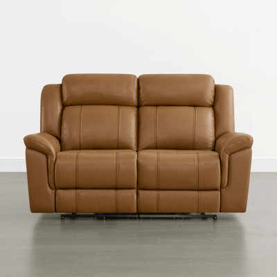2-Seat Dual Motor zero clearence recliner Genuine Leather Power Recliner Sofa With Power Headrest