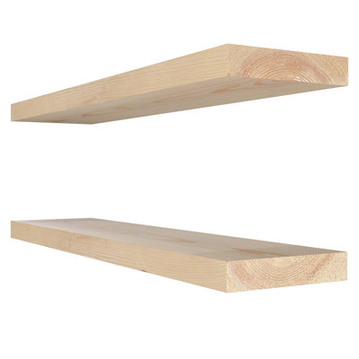 2 Piece Solid Wood Floating Shelf