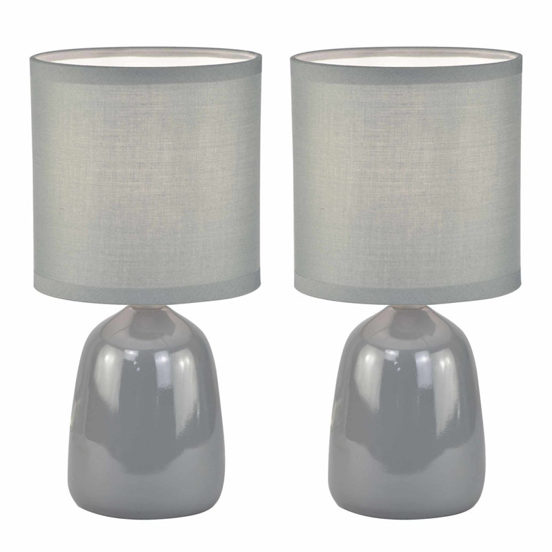 Mellisha Ceramic Table Lamp, Grey Glaze, Grey