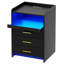 3 Drawers Bedside Table with Charging Station and Led Lights-2021268571