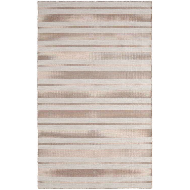 Perci Striped Handwoven Flatweave Area Rug in Rust Orange/Beige