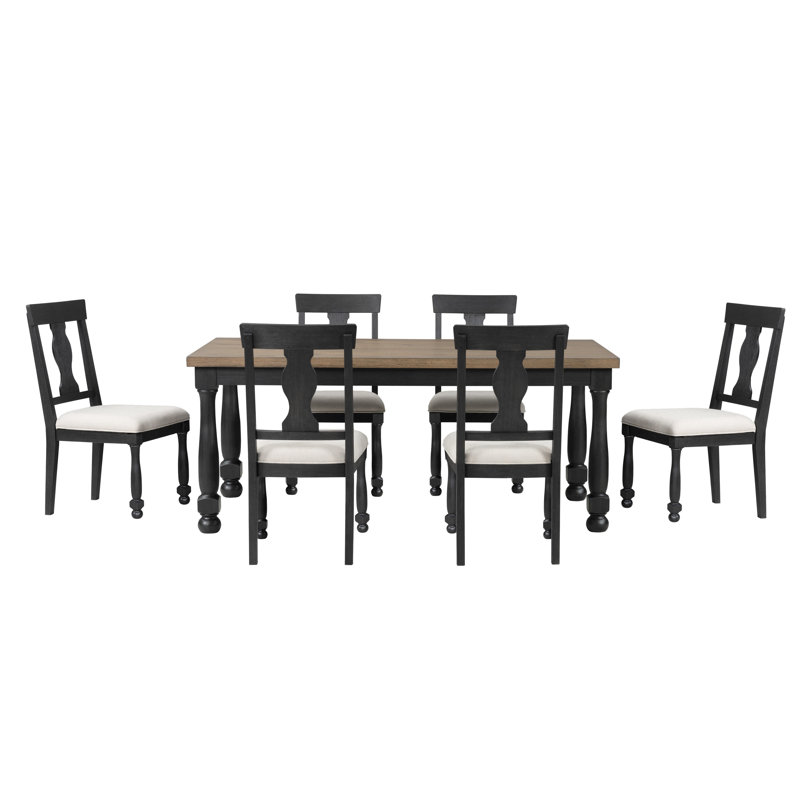 Acadian Dining Table Set, 7 Pieces: Table, 6 Chairs