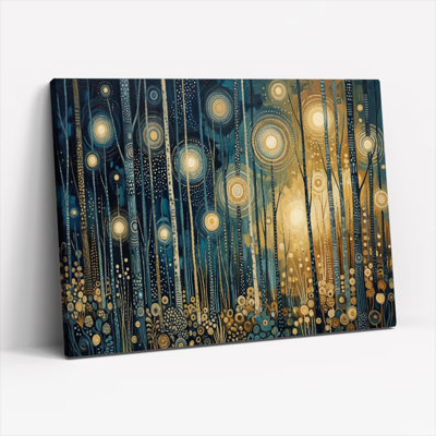 Ensemble de 1 tableau abstrait sur toile représentant une forêt