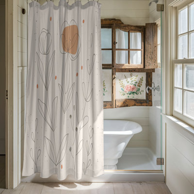 Rideau de douche standard 1 pièce Soft Beige Blooms
