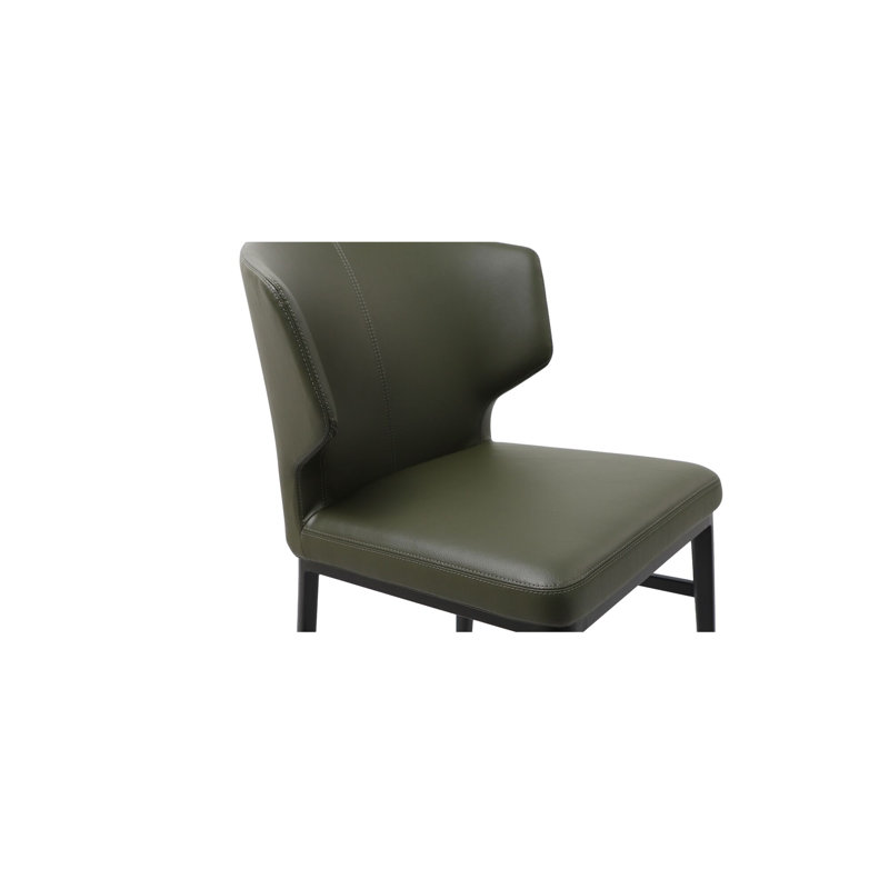 Delaney Upholstered Bar Stool with Metal Frame, Dark Green, Counter Stool (25.6" Seat Height)