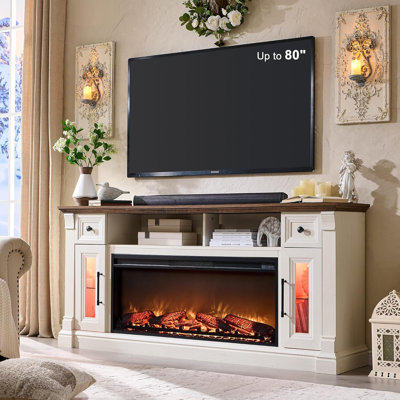 Diamandi Wood TV Stand with Fireplace