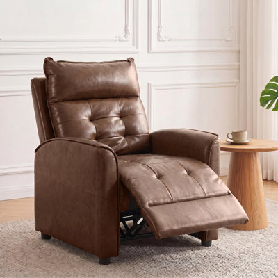 Fauteuil inclinable en cuir brun