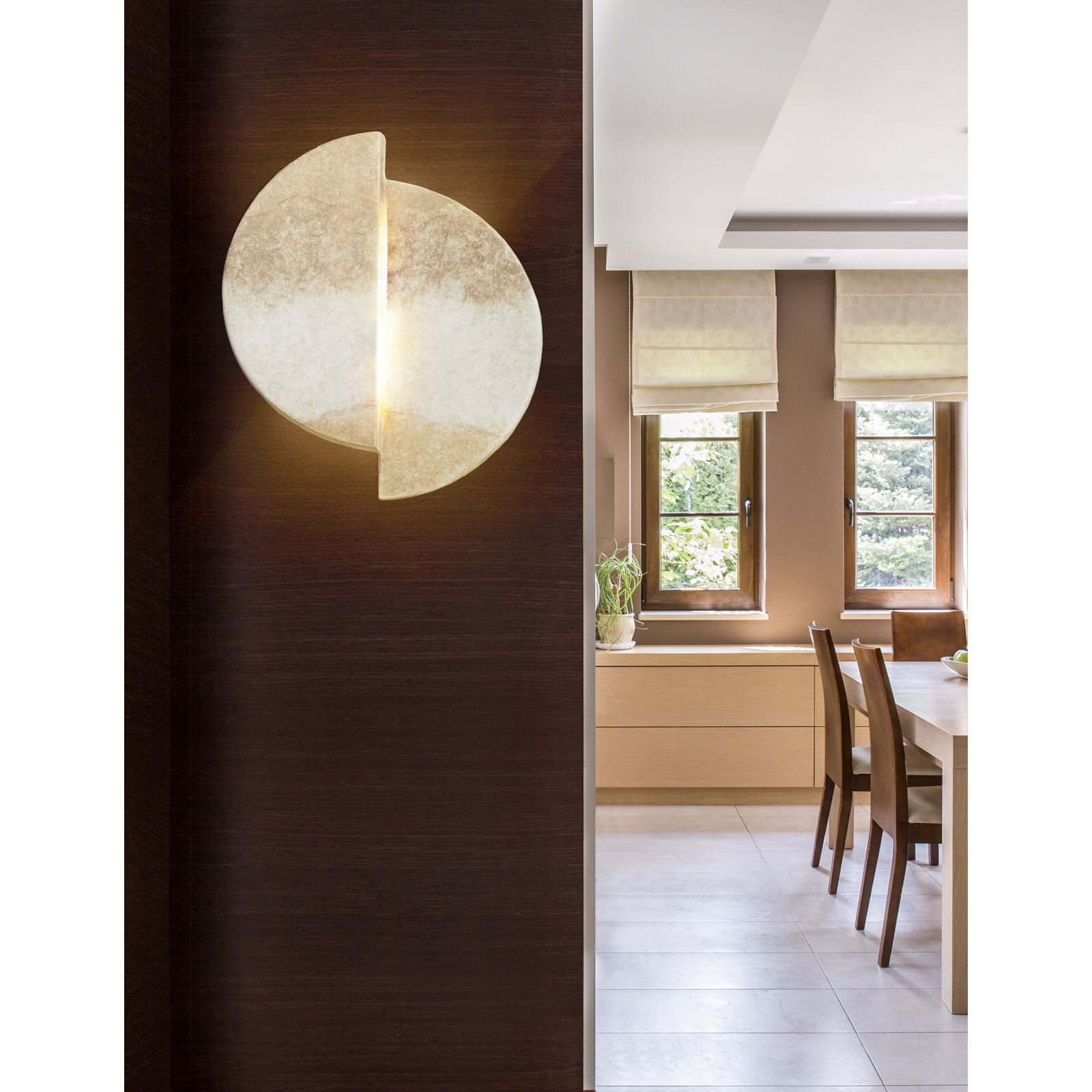 Tenny Single Light Ceramic Flush Mount Sconce, Greco Travertine