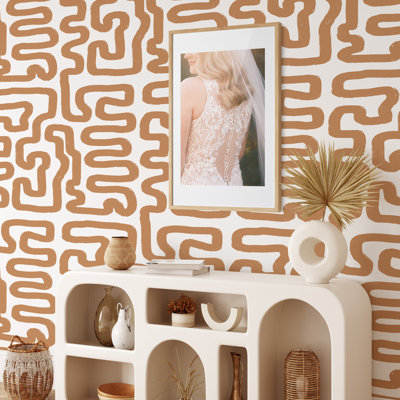 Brown and White Brushstroke Neutral Wallpaper