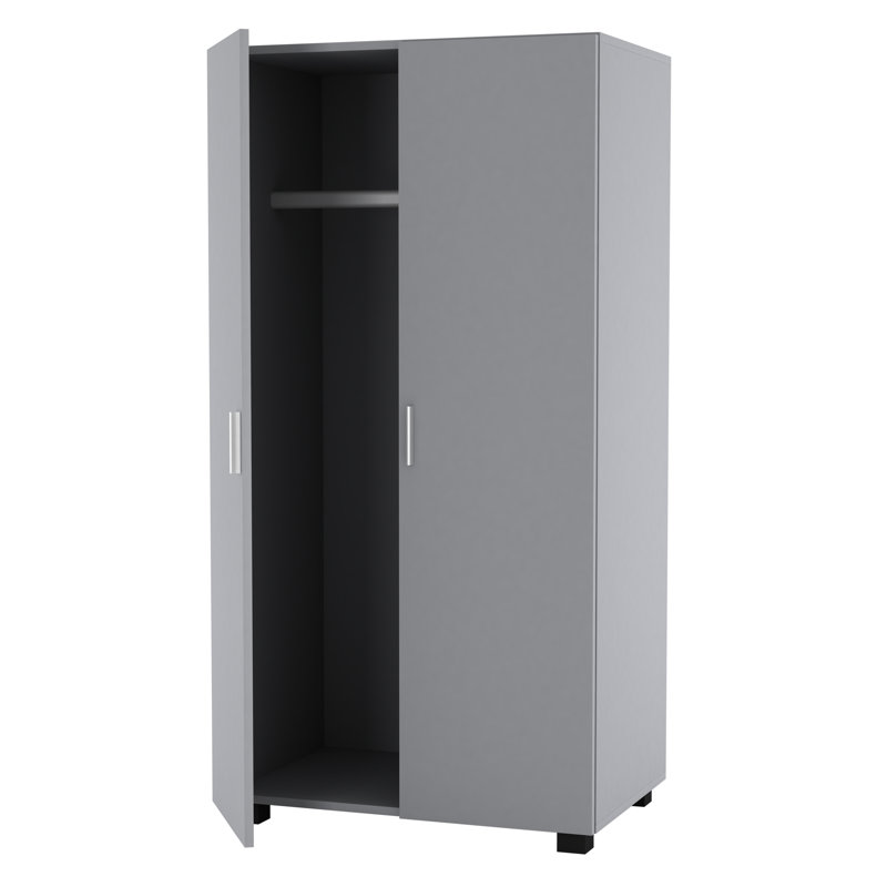 Gianpietro 2 Door Manufactured Wood Wardrobe, Grey