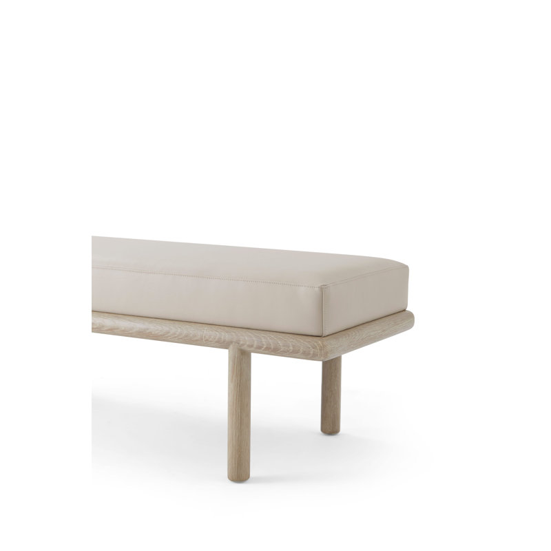 Repose Leather Bench, Gray Oak