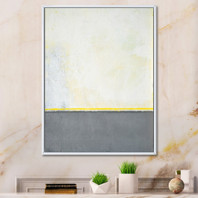 «Gray and Yeollow Abstract Merging III», œuvre d'art moderne et contemporaine sur toile, H 12 po x l 8 po x P 1 po