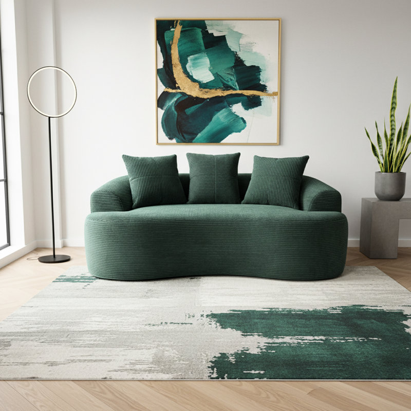 65,41 po courbés, foncés, coussins à ressorts ensachés, 3 coussins décoratifs, idéal pour les chambres à coucher compactes, les sièges moelleux conviennent aux appartements