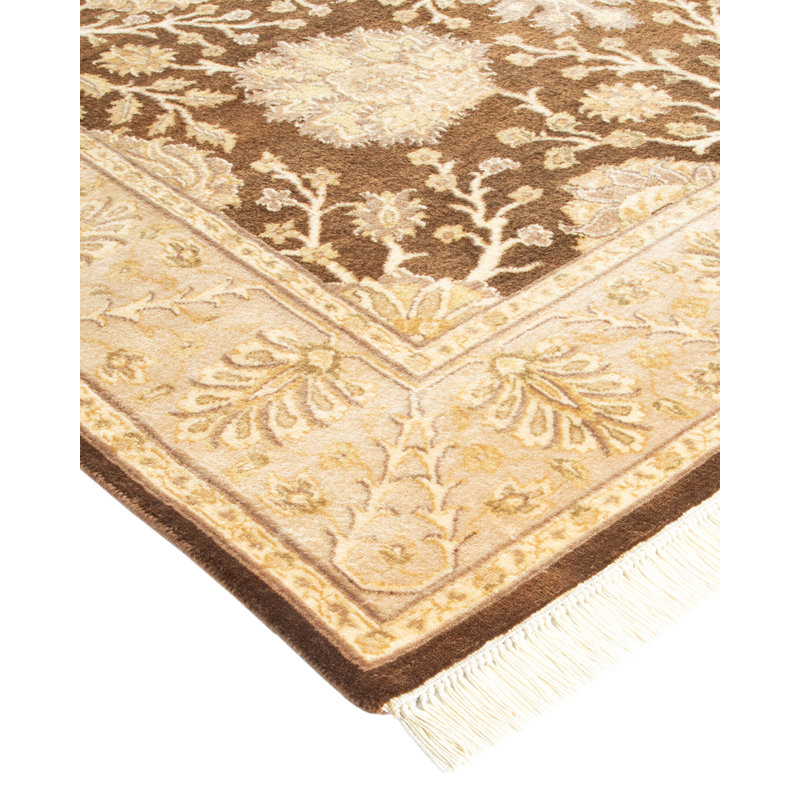 Handmade Yellow Wool Rectangular Area Rug 4'1" x 6'