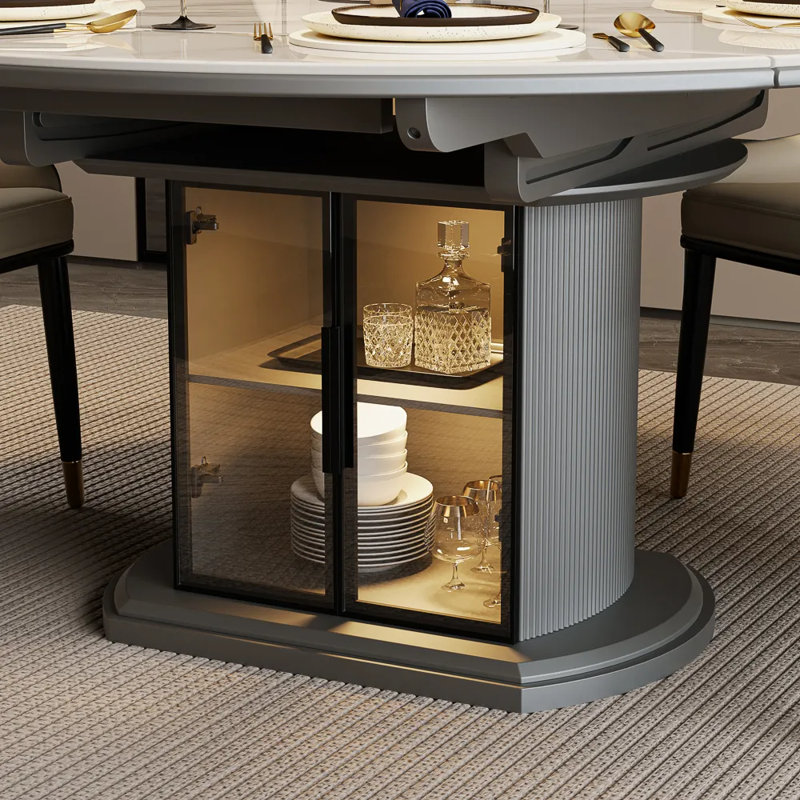 Table de salle à manger extensible moderne pour 6 personnes, H 29,50 po x L 59,05 po x l 59,05 po