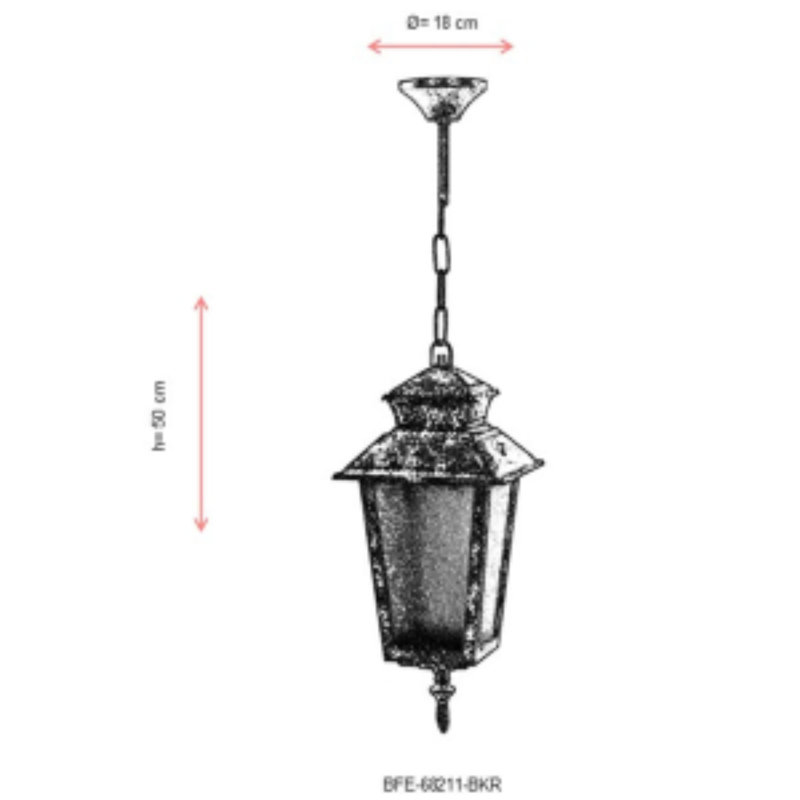 Lustre d'extérieur, design industriel brun nostalgique, 19,7 po x 7,1 po | Corps en ABS durable et capuchon en verre | Douille E27, 40 W maximum | IP65 imperméable, parfait pour les espaces traditionnels américains et du sud-ouest