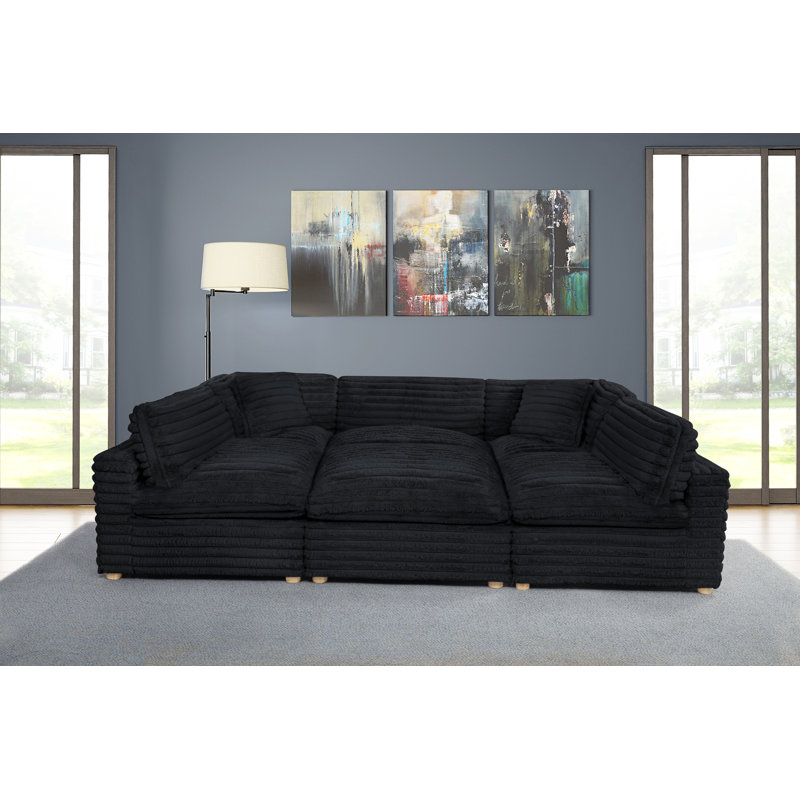 Ensemble modulaire 6 pièces en velours côtelé, Noir