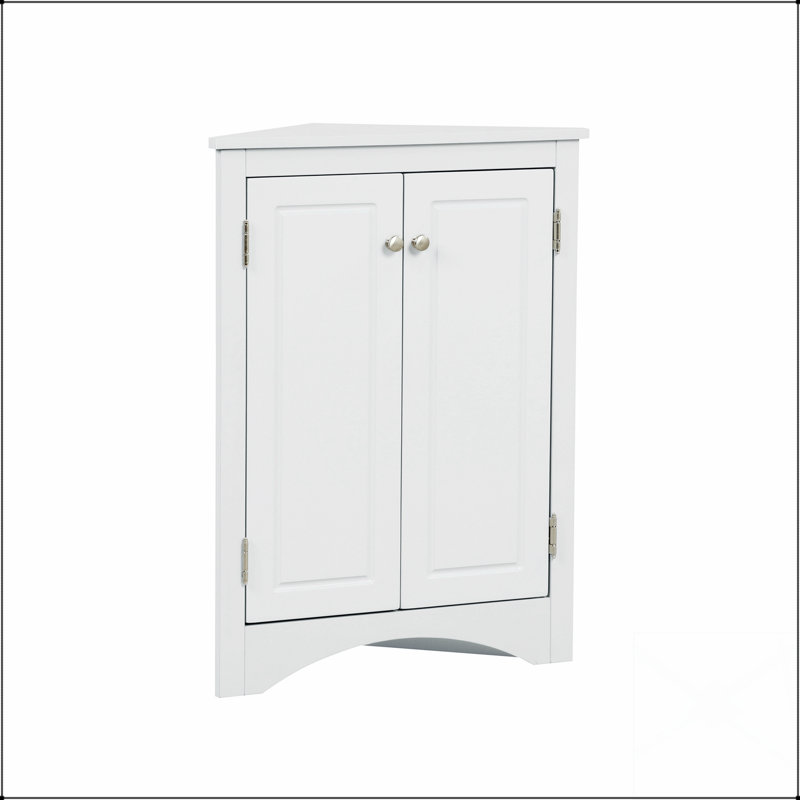Armoire de rangement triangulaire avec tablettes réglables, pour l'organisation de la salle de bain et de la cuisine, Blanc