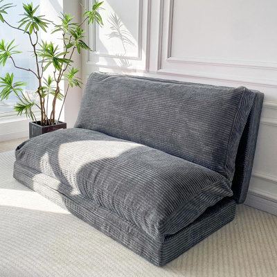 Folding Sofa Bed Floor Mattress For Adults, Extra Thick And Long Floor Sofa With Corded Washable Cover, Dark Grey, 39X95 Inch