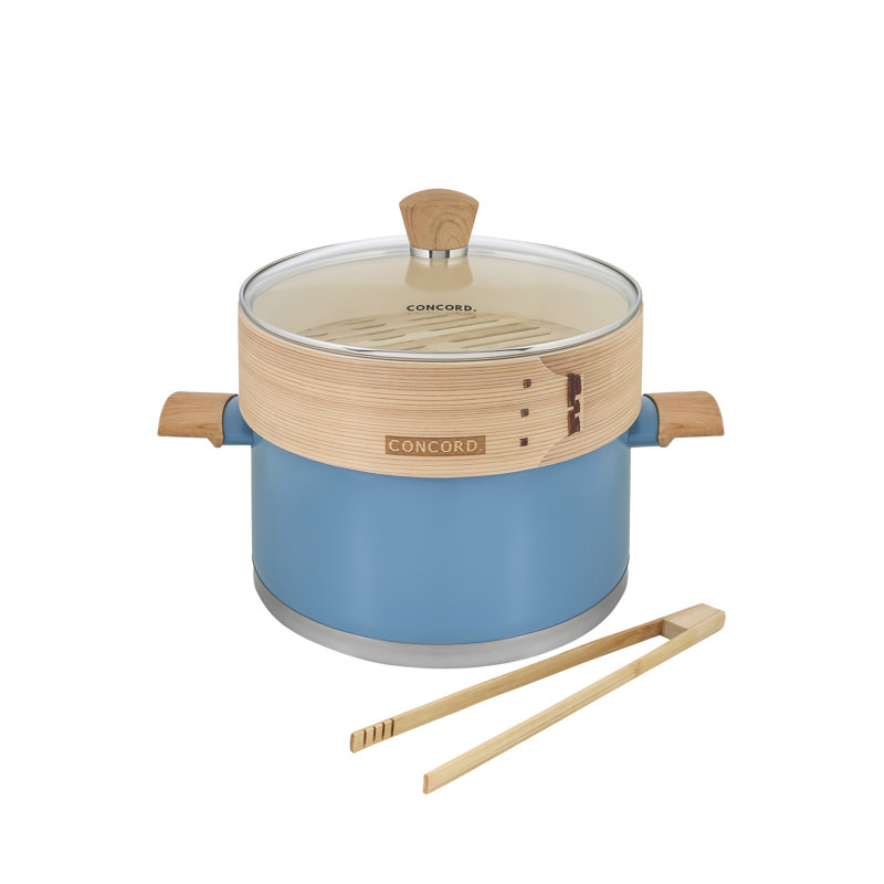 Batterie de cuisine en acier inoxydable Concord, Lagon / bambou