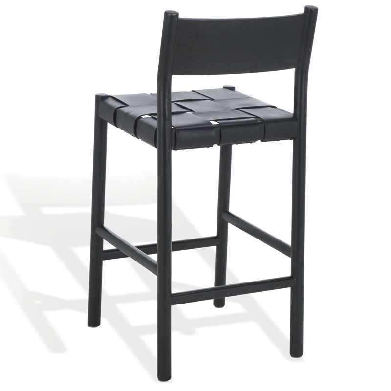 Devnie Woven Leather Counter Stool, Black