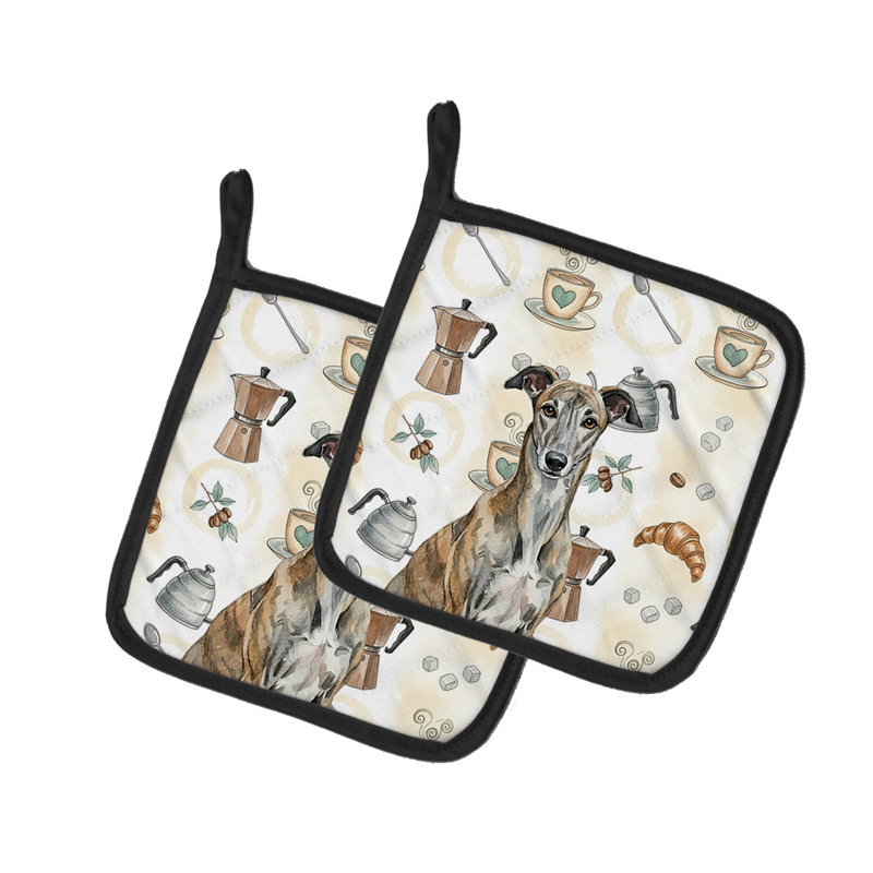 Paire de porte-casseroles Brindle Greyhound Coffee Bar