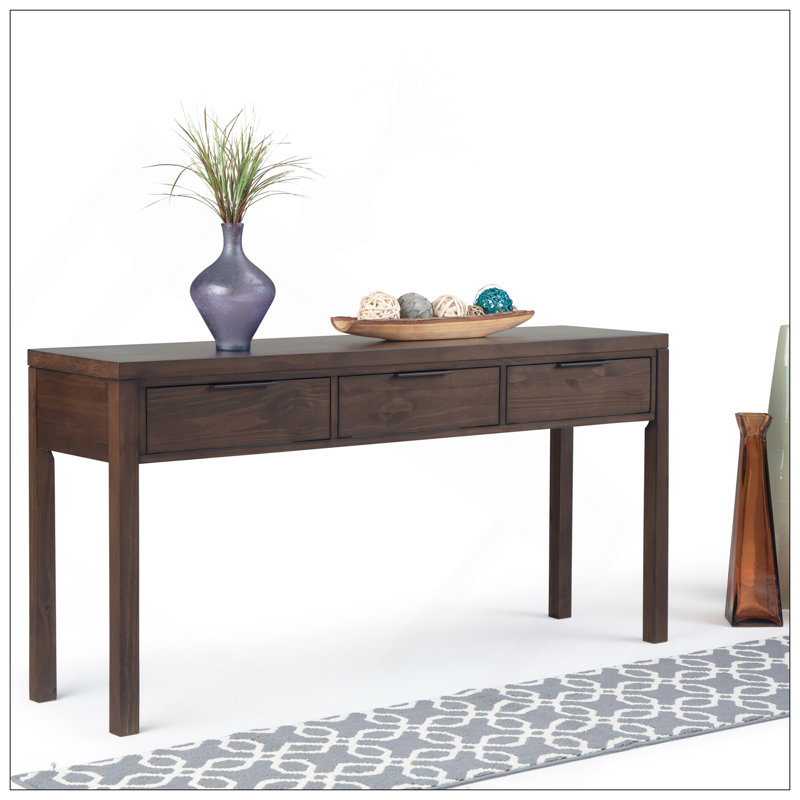 Console Hollander en bois massif de couleur brun noyer chaud