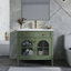 Lavabo de salle de bain de style Mid-Century avec verre à motif et bande lumineuse à capteur de mouvement, lavabo de salle de bain autoportant Farmhouse avec rangement, meuble-lavabo haut de gamme (robinet non inclus)-1637250703-1637250700