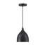 Mini-luminaire suspendu 1 lumière au fini noir mat avec intérieur doré