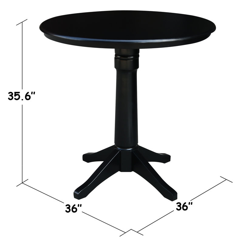 Gianluka Counter Height Solid Wood Dining Table, Black, 35.9" H x 36" L x 36" W