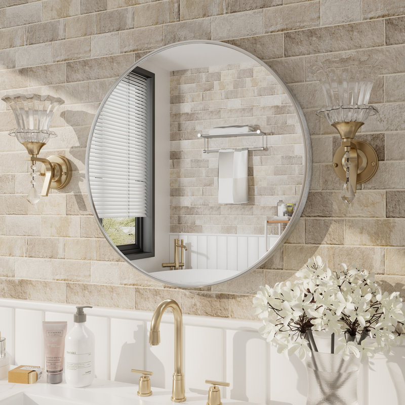 Miroir de salle de bain Molly Easy, Argent argent, 18 po x 18 po