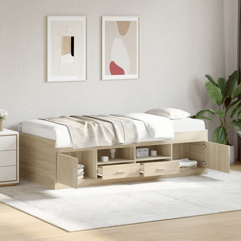 Vidaxl Daybed With Drawers, Natural, Small Single (2'6)