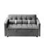 Canapé moderne avec coussins lombaires, velours gris 2 places de 55,5 po, poches latérales et lit gigogne escamotable pour salon, bureau, chambre à coucher, coussins en mousse-1754715017
