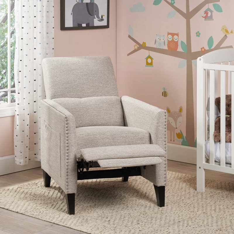 Aresha Upholstered Recliner, Light Gray