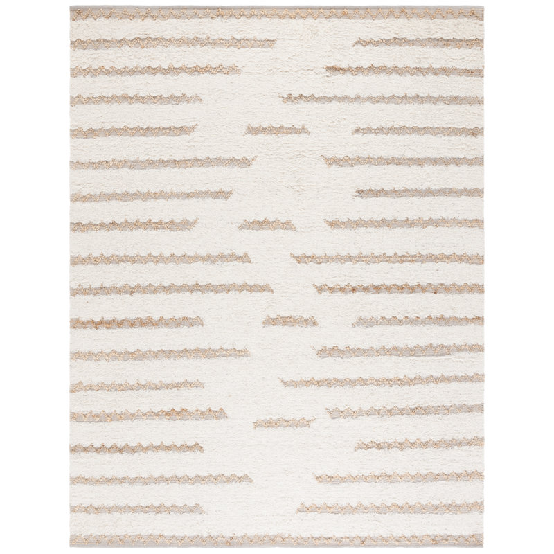 Natura Hand Woven Wool/Jute/Cotton Abstract Rug in Ivory/Natural, Rectangle 8' x 10'