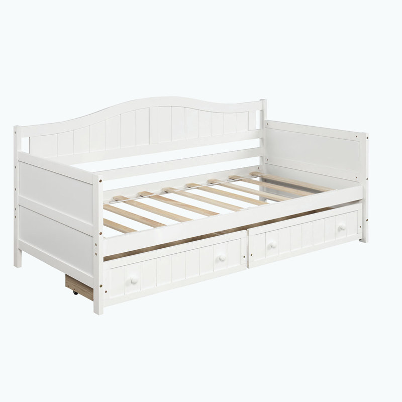 Wooden Daybed with 2 drawers, White