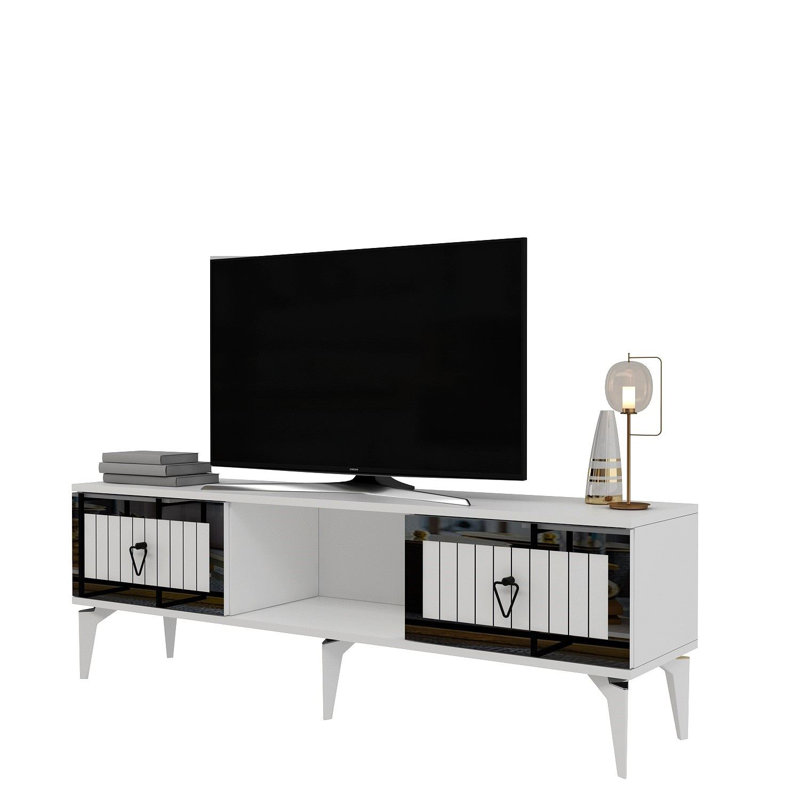 Olivia Unfinished TV Stand for TVs up to 60", White/Silver