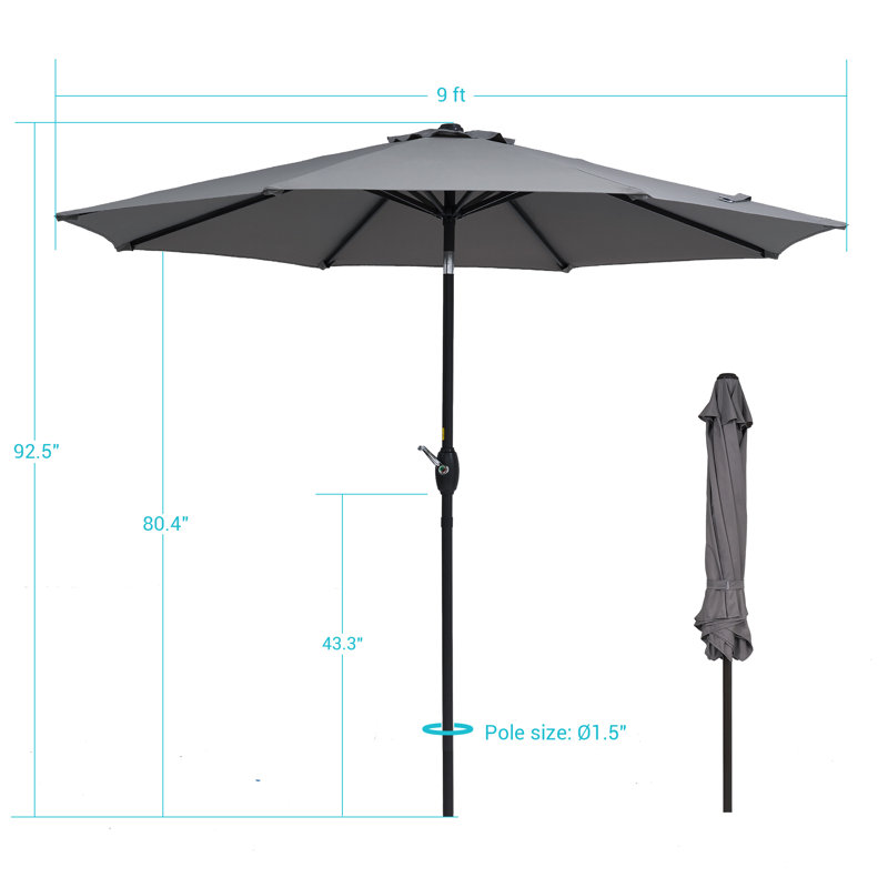 Parasol de marché de 108 po Kanila, Gris
