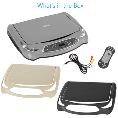Pyle Car Roof Mount DVD Player Monitor 13.3 Inch Vehicle Flip Down Overhead Screen- HDMI SD USB Card Input With Built-In IR Transmitter For Wireless I
