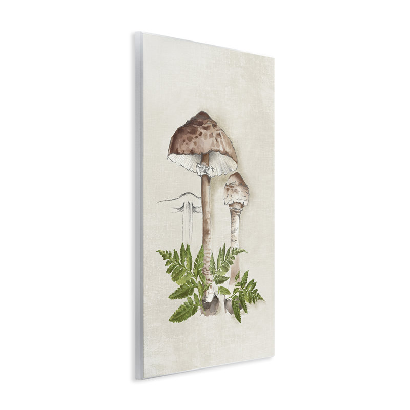 «Mushroom & Ferns S Croquis», art mural sur bois par Eli Jones, H 19 po x l 13 po