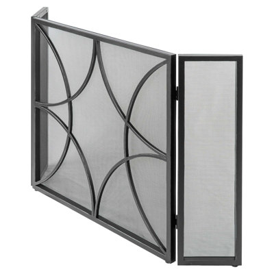 London 3 Panel Iron Fireplace Screen
