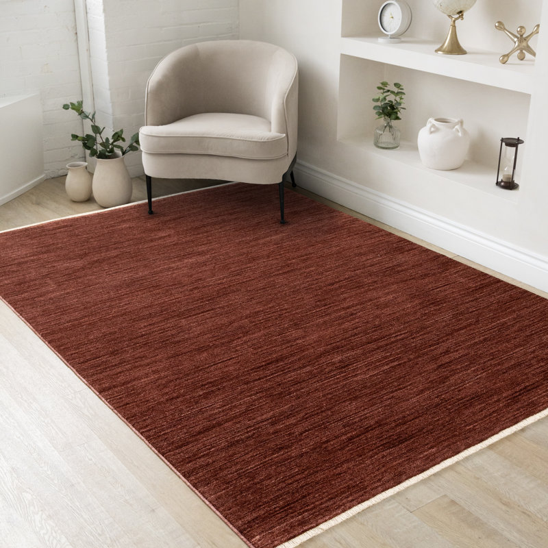 Tapis intérieur rouge élégant et moderne, 5 pi 3 po x 7 pi 10 po