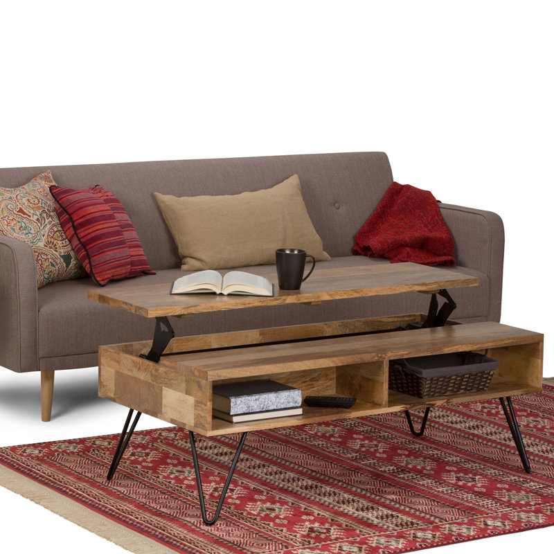 Hunter - Table basse à plateau relevable - Naturel, H 18 po x L 48 po x l 24 po