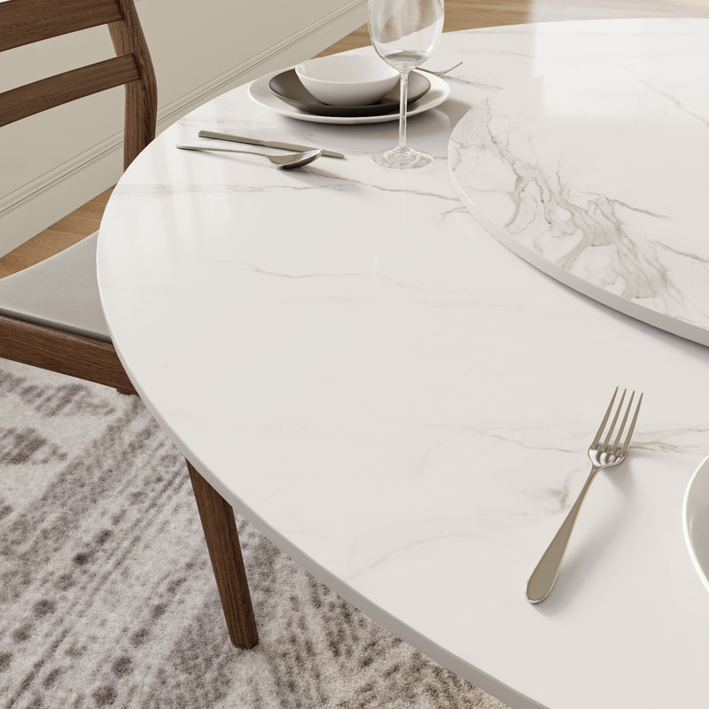 Table de salle à manger Amberly, Blanc lustré, H 29,52 po x L 53,15 po x l 53,15 po