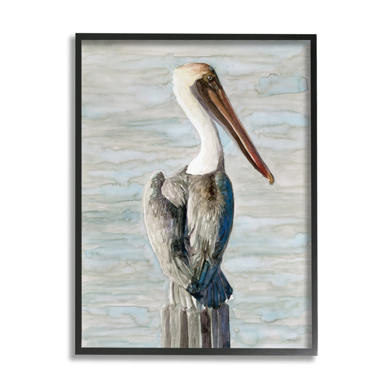 Oiseau aquatique côtier à long bec par Stellar Design Studio - Peinture, Giclée encadrée noir minuit