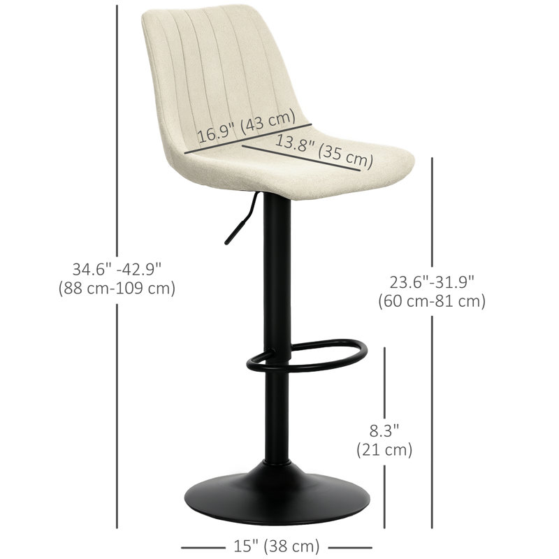 Bar Stools Set of 2 Adjustable Swivel Barstools with Backrest Green, Beige
