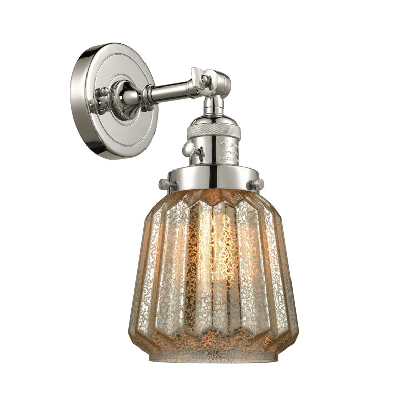 Vinson Armed Sconce, Incandescent, Mercury Plated, Polished Nickel